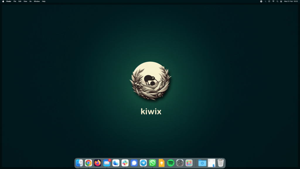 Kiwix desktop background on macOS